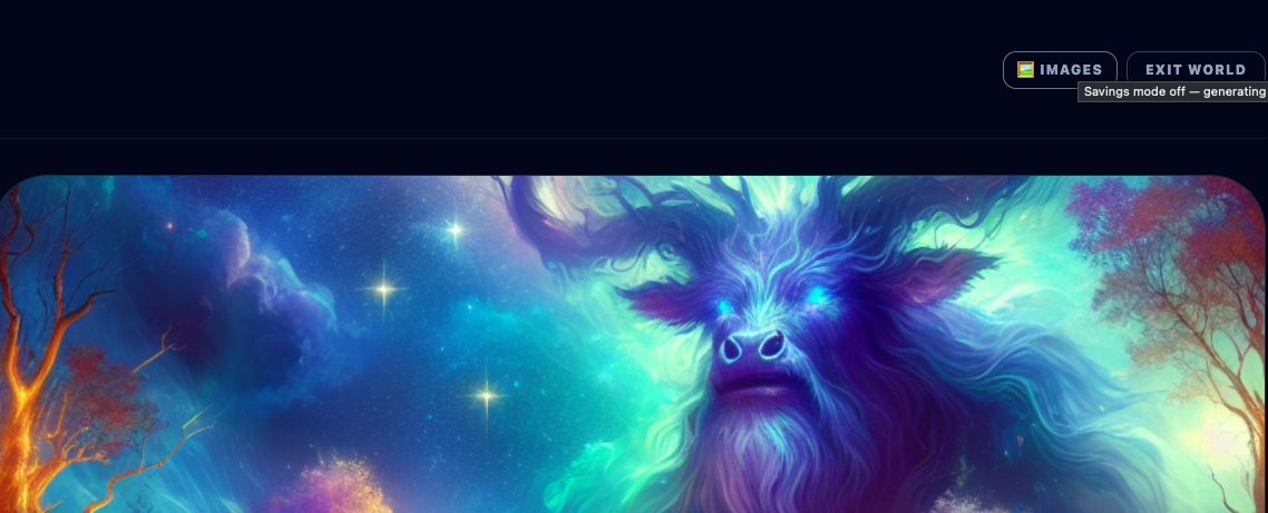 Scene image with the savings mode toggle (DALL-E isn't free)